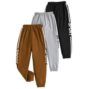 Toddler Boys Sports Pants - Letter Graphic Print Trousers-3 Piece Boys Sweatp... - Picture 1 of 5