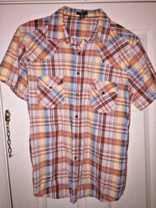 ARIZONA PLAID SNAP BULL BUCKING WESTERN HORSE COWBOY Boots MENS SHIRT SIZE L - Picture 1 of 8