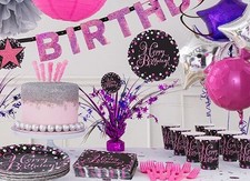 Pink Sparkling 80th Birthday Party Supplies Tableware, Decorations, Balloons