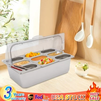 Food Serving Container Flip Top Serving Container with Lid + 9 Spoons & Clamps - Image 1 of 4