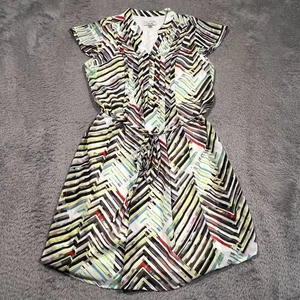 Signature by Robbie Bee Fit & Flare Dress Women's 6 Chevron Cap Sleeve Lined - Picture 1 of 15