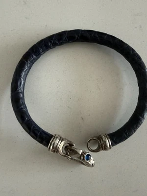 Pulsera hombre cocodrilo azul y plata de ley Foto 1 de 4