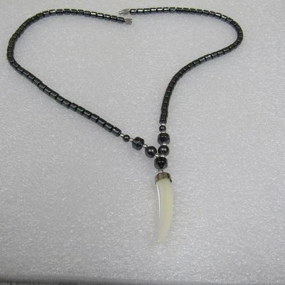 Joyería para hombre adolescente blanca negra hematita elegante informal 18 pulgadas de largo Foto 1 de 4