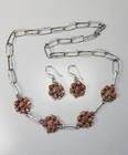 Native American Necklace Wire Earring Set Sterling Silver Coral Snake Eye Zuni