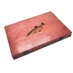 Handmade Float Box. Woodburnt Chub Float Box - Picture 1 of 9