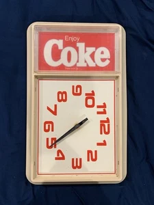 "Enjoy Coke" / Coca Cola Soda Wall Clock Vintage 1980's - Picture 1 of 18