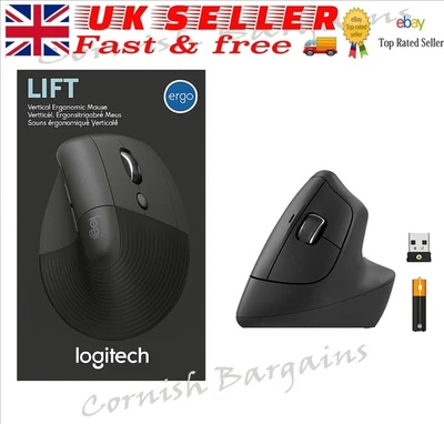 Logitech Lift Wireless Vertical Mouse Bluetooth + Bolt - Graphite Right Handed - Image 1 of 4