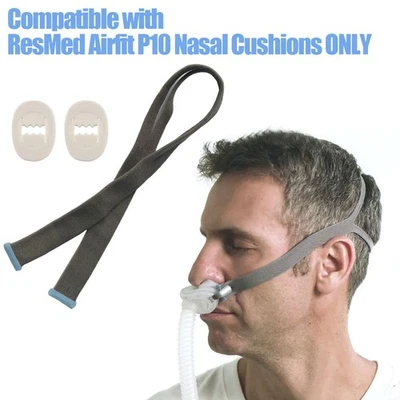Para ResMed Airfit P10 Almohada Nasal CPAP Repuesto Arnés Correa Máscara Cubierta