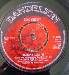 Gene Vincent – Be Bop A Lula 69 / Ruby Baby 7" Promo Vinyl Single - Picture 1 of 4