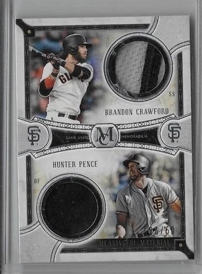 2018 Topps Museum Collection Meaningful Mat #DA-BH Crawford Pence Dual Patch /50 - Image 1 of 2