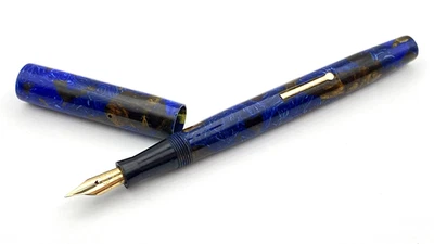 PLUMA ESTILOGRÁFICA VINTAGE MABIE TODD BLACKBIRD TURQUESA FLEXIBLE ORO 14K MEDIANA NUEVA EN CAJA Foto 1 de 4