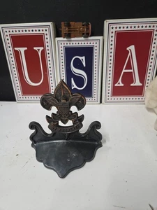 Boy Scouts Fermalibro singolo in ghisa da preparare stemma aquila BSA vintage - Foto 1 di 6
