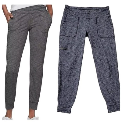 Athleta Metro Jogger Spacedye Black Gray Pull On Cargo Pant - Image 1 of 4