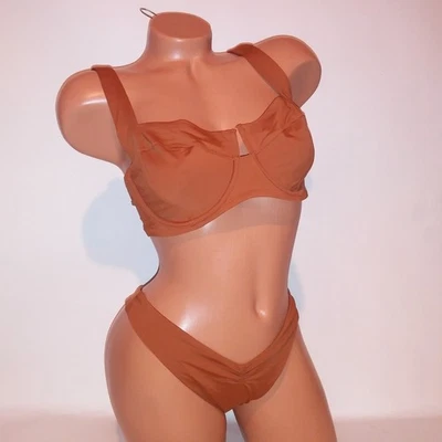 Bikini de natación Victoria Secret 36DD superior medio inferior jengibre óxido tanga lisa nuevo Foto 1 de 4