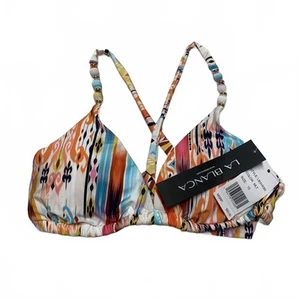Bikini donna LA Blanca taglia 10 stampa colorata triangolo top spalline perline - Foto 1 di 15