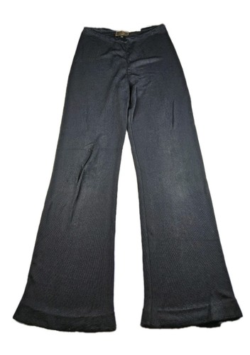 Pantalone donna Fendi maglia rayon gamba larga nero taglia 40