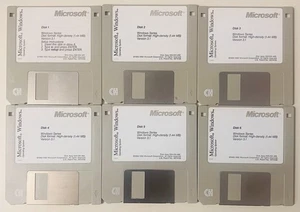Microsoft Windows 3.1 (1992) Complete 6-Disk Set – Original 3.5” HD Floppy Disks - Picture 1 of 14
