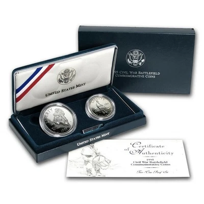 1995 Proof Set Civil War Commemorative 90% Silver Dollar, Clad Half, Box & COA🔥 - Image 1 of 4