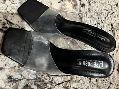 Cape Robin Clear Acrylic Peep Toe Heels Womens 8 Sandals Mule Formal Party Shoes - Image 1 of 4