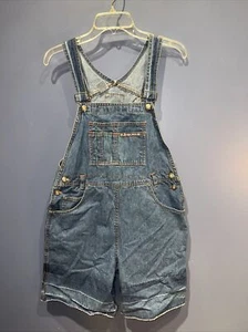 Large Denim Bib Overall Shorts, 1970’s Squeeze Jeans, Pockets Storage Stain - Picture 1 of 9