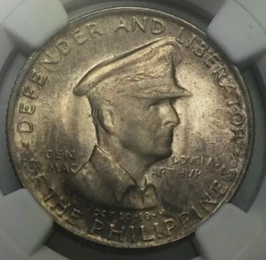 UNCIRCULATED 1947 S PHILIPPINE 50c DOUGLAS MACARTHUR NGC MS65 - Picture 1 of 6