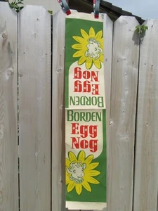 Vintage Borden Egg Nog Elsie The Cow Advertising Sign 46" x 9 1/2" Eggnog - Picture 1 of 10