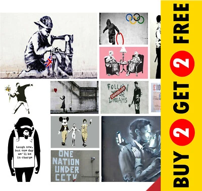 Best Banksy Posters A3 A4 A5 Options Print Urban Wall Art Graffiti Street Artist - Image 1 of 2