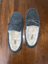 My Pillow My Slippers Suede Moccasin Faux Fur Lining Men's Size 10 Gray