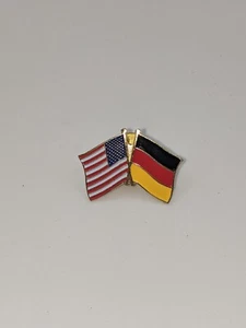 Double Flag USA & Germany Lapel Pin Tie Tack Vintage New - Picture 1 of 4