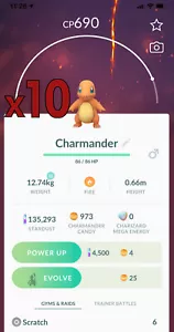 Pokemon TRADE - 10x Charmander Trade !! Good Chance of Lucky and Good IVs !! - Picture 1 of 1