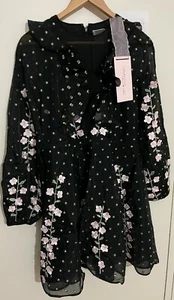 Giambatista Valli X H&M Black Floral Embroidery Dress - 12 / 40 NEW TAGS HM - Picture 1 of 2