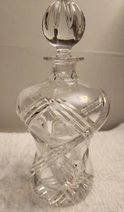 VINTAGE SCHÖNER GESCHNITTENER SCHWERER BLEISCHNITT KRISTALLGLASDEKANTER MIT STOPFEN 1L. - Bild 1 von 17