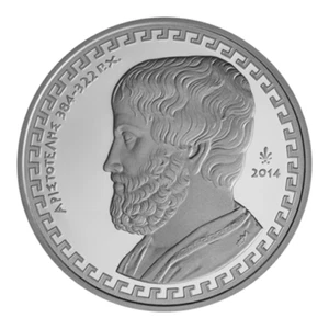 Grecia 10 euro 2014, ARISTOTELE, moneta argento, PROOF - Foto 1 di 3