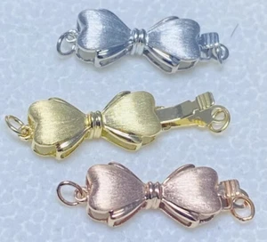 Pure AU750 18K Solid Gold Bow Clasp For Bracelet Necklace Jewelry DIY Findings - Picture 1 of 5