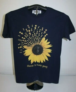 Choose to Keep Going- Sunflower -Suicide Prevention T-Shirt Small Blue - Picture 1 of 4