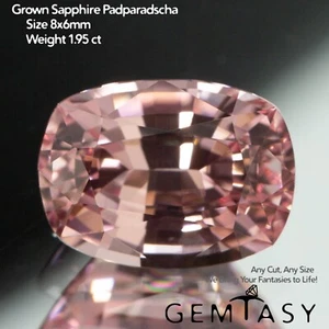 Cut stone - Sapphire Padparadscha Czochralski (Pulled) lab grown, 8x6mm 1.95ct - Picture 1 of 4