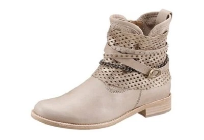 Gabor Stiefelette Gr. 7 40 2/3 7,5 41 1/3 beige Boots Nieten Schuhe NEU