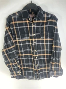 Moose Creek Men's Shirt Medium Heavy Flannel Black Plaid Long Sleeves Pockets - Picture 1 of 7