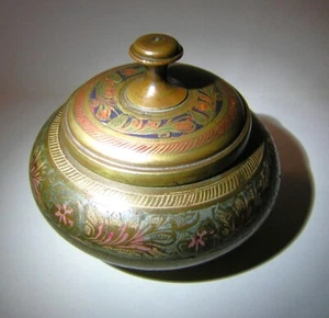 Indian Brass Herb/Spice/ Tobaco Jar/Pot. Vintage/ Antique - Picture 1 of 3