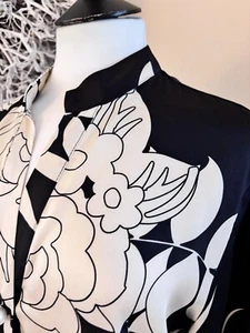 MICHAELA LOUISA .. Fabelhafte schwarz & cremefarbene abstrakte Longline Tunika Bluse Gr. 12 - Bild 1 von 7