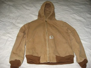 Carhartt Youth Thermal Lined Hooded Canvas Jacket Y05 BRN Medium - Picture 1 of 7