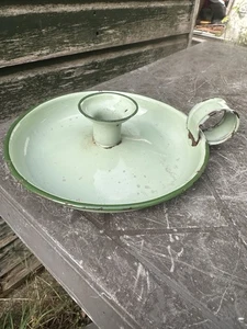 Vintage Enamel Candle Holder - Wee Willie Winkie - Light Green - Picture 1 of 5