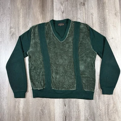 Suéter Verde Panel Terciopelo Impaca Puritano Años 70 80 De Colección Se Ajusta a Hombres M/L Hecho en EE. UU. Foto 1 de 4