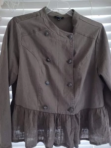 Torrid Military Peplum Jacket Brown Taupe Double Breasted Button Front Size 2 2X - Picture 1 of 5