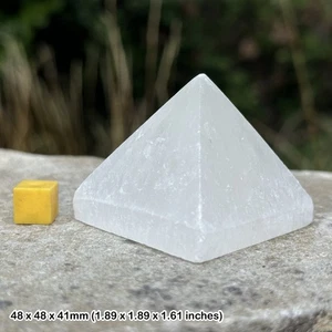 Selenite Crystal Pyramid – Polished Healing Stone for Energy Cleansing, - Picture 1 of 1