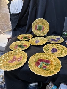 sarreguemines maiolica set di 8 piatti da frutta smaltati 7 3/4 in - Foto 1 di 15