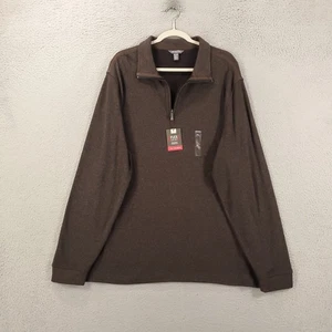 New Van Heusen Pullover Mens XL Brown 1/4 Zip Heathered Sweater Jacket NWT - Picture 1 of 10