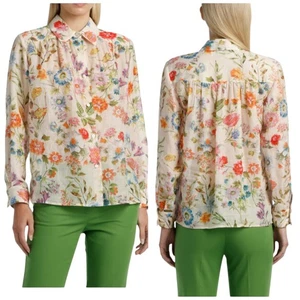 Camisa Summertime Portofino Floral Seda Algodón Botón Hecha en Italia L - Imagen 1 de 6