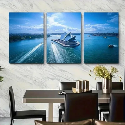 3pcs Sydney Opera Harbour Art Australia Wall Art Canvas Framed 50x70cm - Image 1 of 2