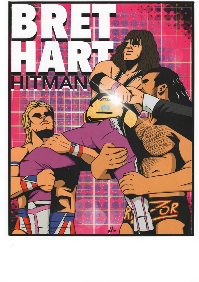Botín de lucha libre profesional 8x10 impresión artística Brett The Hitman Hart Foto 1 de 1